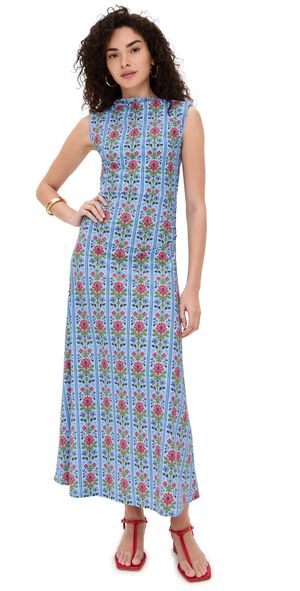 Hill House Home The Sloane Dress Floral Block Stripe/Blue Multi XL