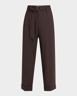 Tropical Wool Baggy Sartorial Pleated Ankle Pants