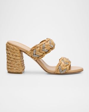 Lana Raffia Crystal Slide Sandals