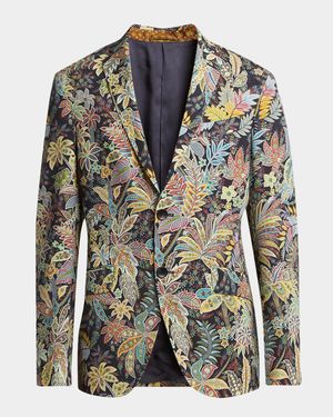 Men's Palms Notch-Lapel Evening Jacket