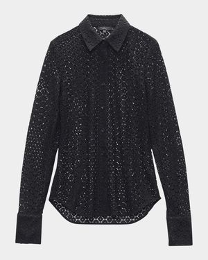 Yvette Button-Front Lace Shirt