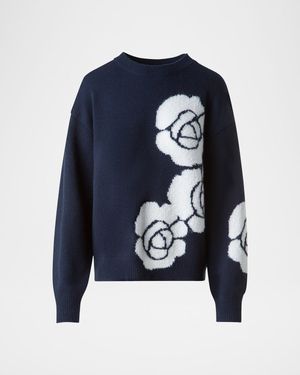 3D Anemone Intarsia Cashmere-Silk Sweater