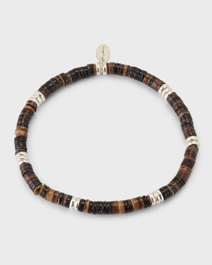 Men's Heishi Beaded Bracelet with Sterling Silver
