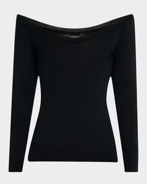 Off Shoulder V Neck Sweater