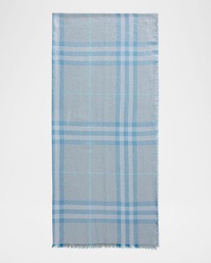 Metallic Giant Check Wool Scarf