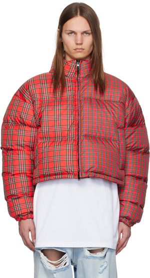 VETEMENTS Red Check Print Puffer Jacket