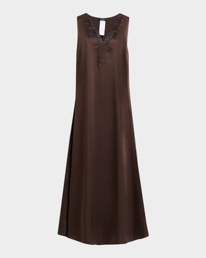 Canossa Sleeveless Lace-Trim Midi Dress