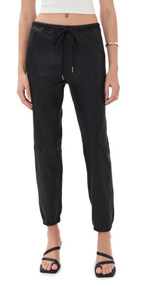 SPRWMN Leather Drawstring Joggers Black XS