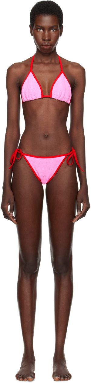 Hunza G Pink & Red Gina Contrast Bikini