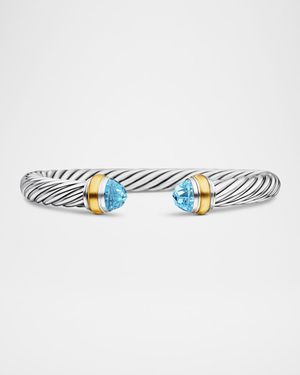 Cable Classics Bracelet with Gemstone in Silver with 14K Gold, 7mm