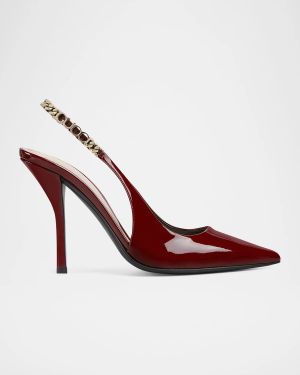 Signoria Patent Chain Slingback Pumps