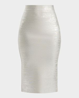 Elena Metallic Midi Pencil Skirt