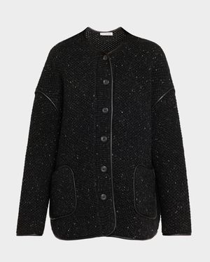 Medrano Leather-Piping Knit Jacket