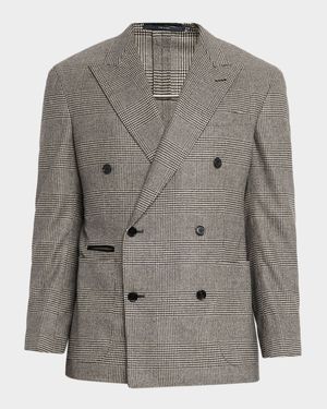 Men's 170s Wool Glen Check Double-Breasted Sport Coat