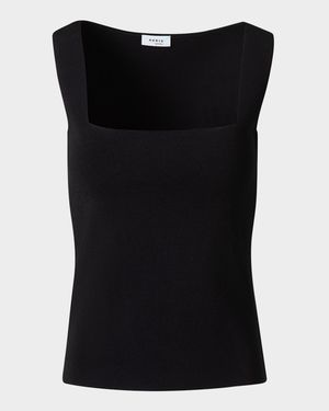 Square-Neck Viscose Stretch Rib Tank Top