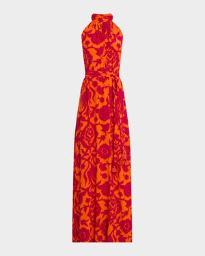 Yvette Floral Keyhole Halter Maxi Dress