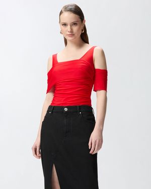 Pinko - Body en jersey à épaules dénudées - Taille XL - Rouge