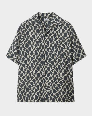 Men's Silk Rope-Patterned Camp Shirt