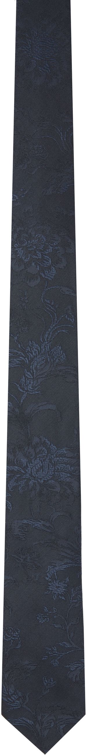 Dries Van Noten Navy Jacquard Silk Tie