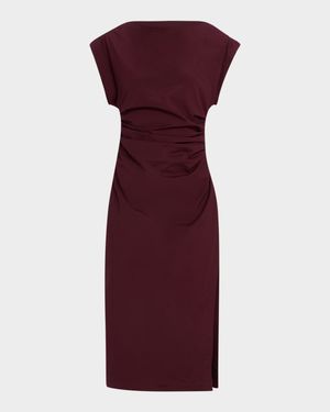 Nara Gathered Short-Sleeve Midi Dress