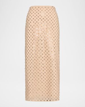 Rosemary Sequin Embroidered Midi Skirt