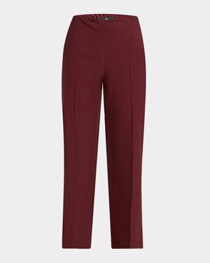 Jacquard Straight-Leg Ankle Trousers