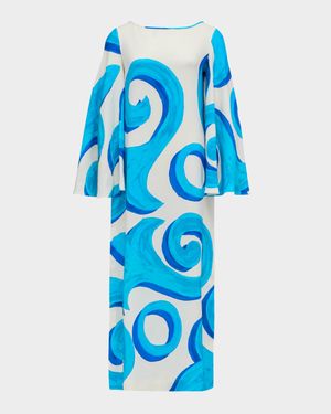 Urania Open-Back Long Silk Caftan