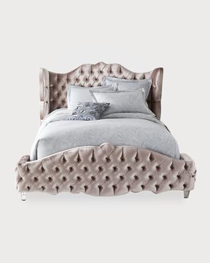 Tamara Tufted Queen Wingback Bed