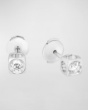 White Gold Le Cube Large Diamond Stud Earrings