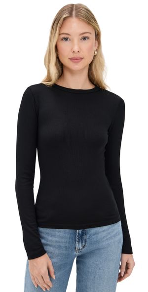 Madewell Modal Rib Long Sleeve Crew Jet Black M