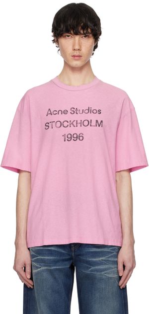 Acne Studios Pink Relaxed Fit Logo T-shirt