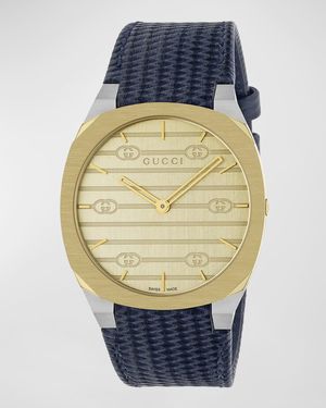 Gucci 25H Leather-Strap Watch, 38mm