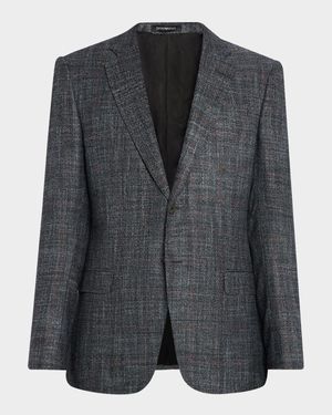 Men's G Line Blurred Plaid Wool Sports Jacket