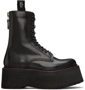 R13 Black Double Stack Boots