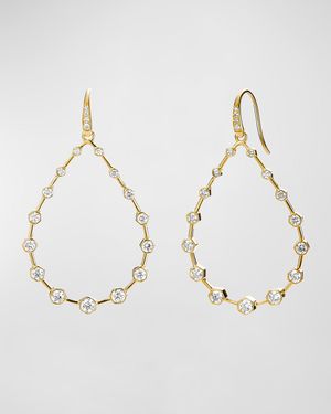 18K Yellow Gold Large Hex Earrings with Diamonds