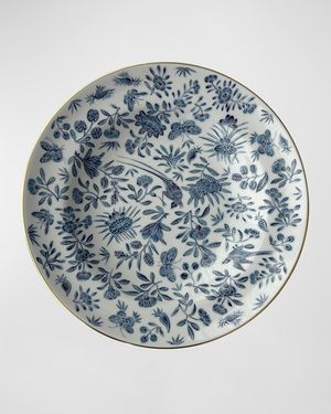 Sacred Bird & Butterfly Blue Rim Soup Bowl