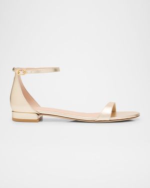 Nudist Metallic Ankle-Strap Sandals