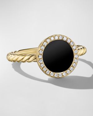 DY Elements Ring with Black Onyx and Diamonds in 18K Gold, 11mm