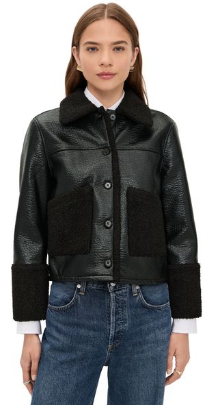 RAILS Dria Faux Leather Jacket Black Shearling M