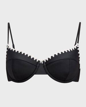 Emmeline Crochet-Trim Bikini Top