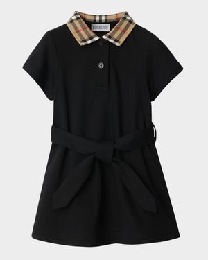 Girl's Astrid Check Polo Shirtdress, Size 6M-2T