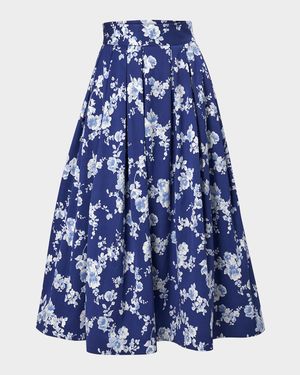 Floral Full Midi Skirt
