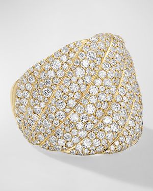 20mm Sculpted Cable Ring with Diamonds in 18K Gold