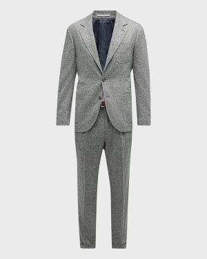 Men's Pleated Wool Donegal Suit