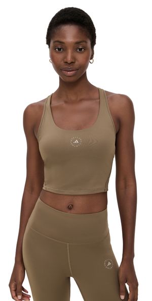 adidas by Stella McCartney ASMC TrueStrength Yoga Crop Top Brown Moss S