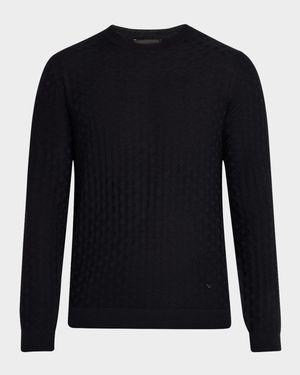 Men's Merino Wool Basketweave Crewneck Sweater