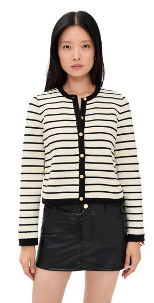 RAILS Catania Cardigan Ivory Black Stripe M