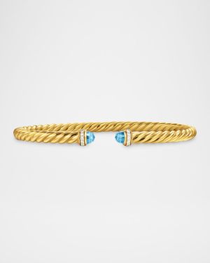 Modern Cablespira Bracelet in 18K Gold with Gemstones and Diamonds, 4mm
