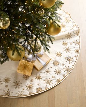 Beaded Silver and Gold Snowflake 54" Tree Skirt