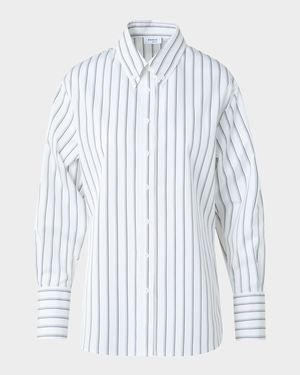 Striped Cotton Poplin Button-Down Shirt